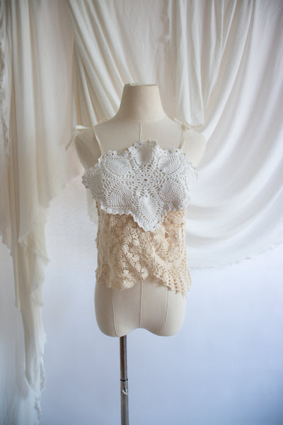 Upcycled Doily Tank Top - Small to Medium