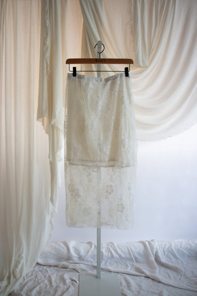 Upcycled White Lace Curtain Skirt - Extra Large to XXL