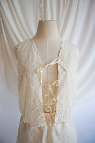 Upcycled Vintage Bedskirt Tank Top - Extra Small