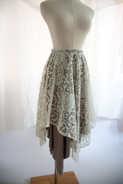 Beige and Tan Fairy Lace Skirt - Large to Extra Large