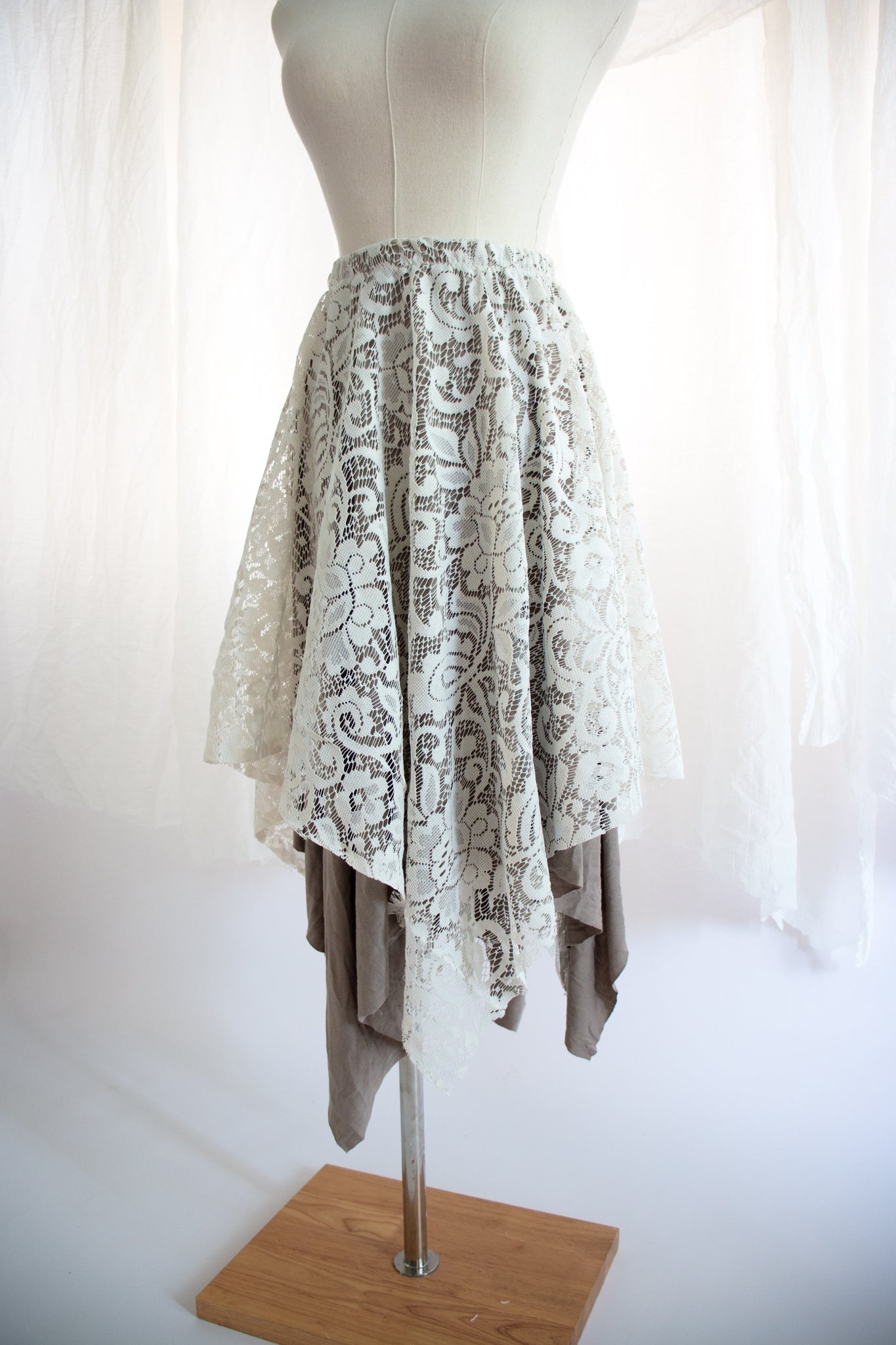 Beige and Tan Fairy Lace Skirt - Large to Extra Large