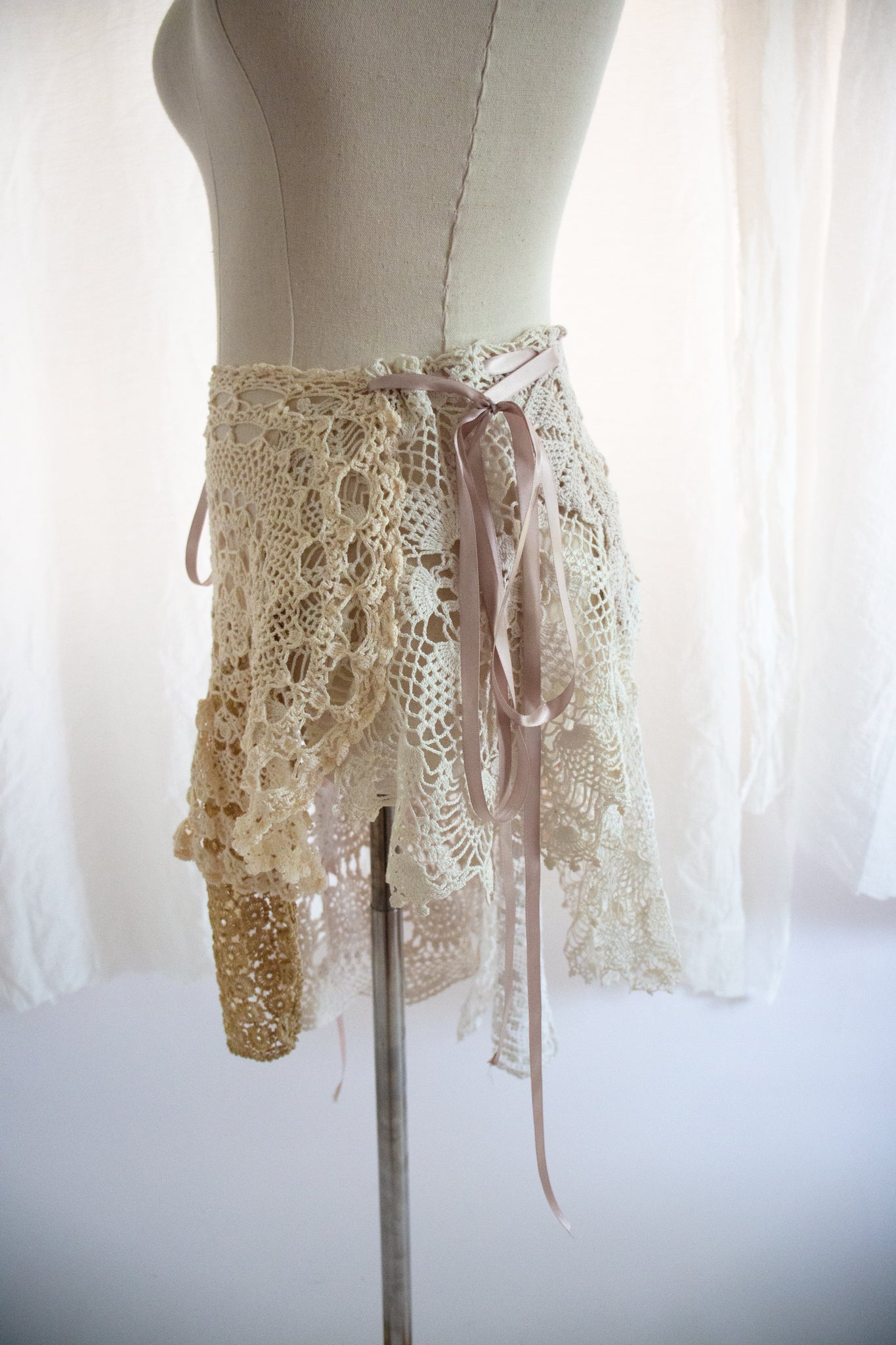 Vintage Doily and Lace Patchwork Skirt - Small/Medium