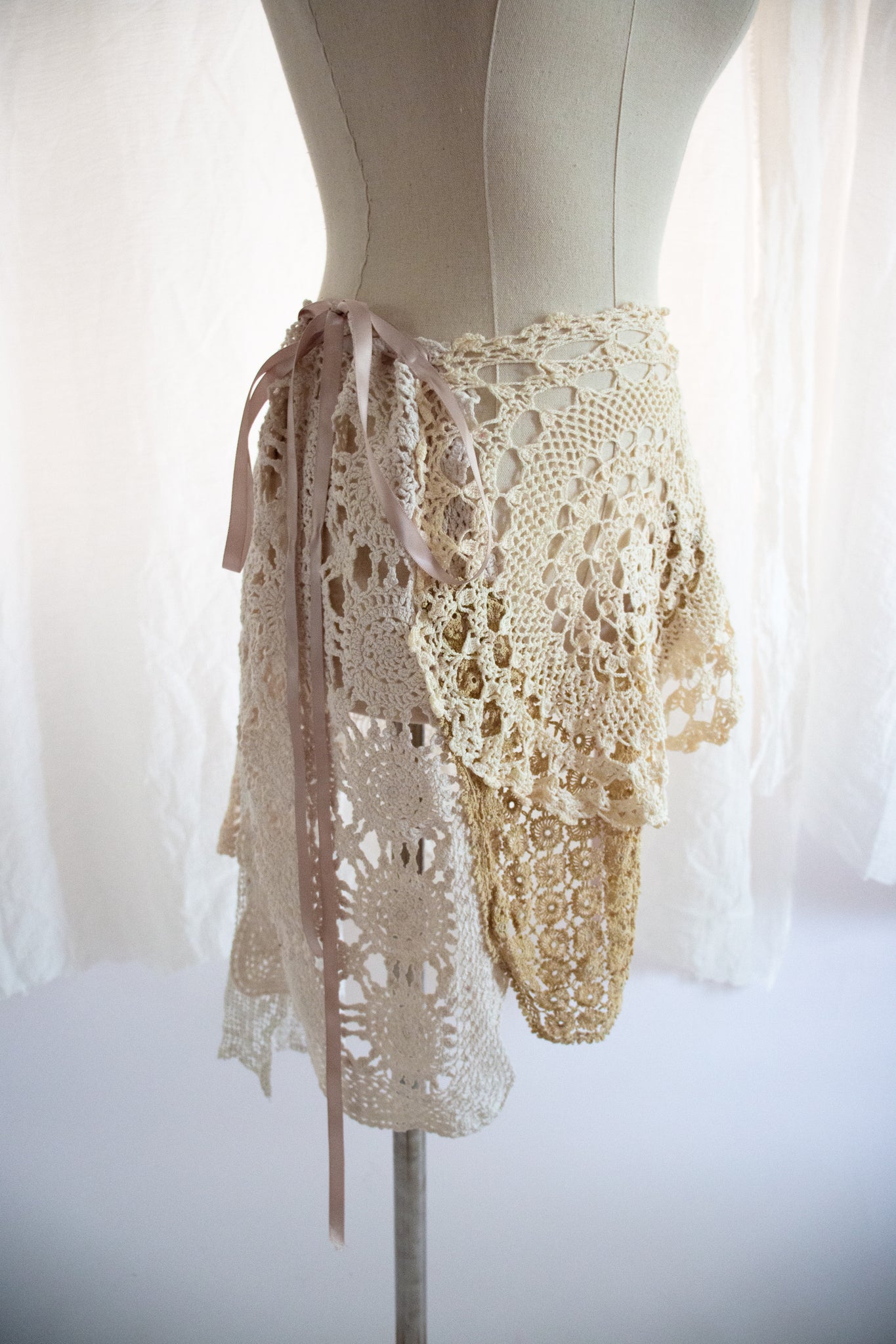 Vintage Doily and Lace Patchwork Skirt - Small/Medium