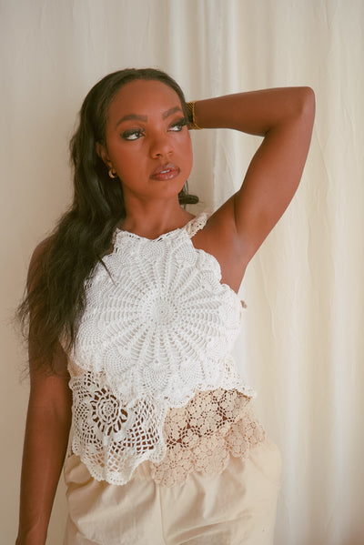 Upcycled Doily Tank Top - Small