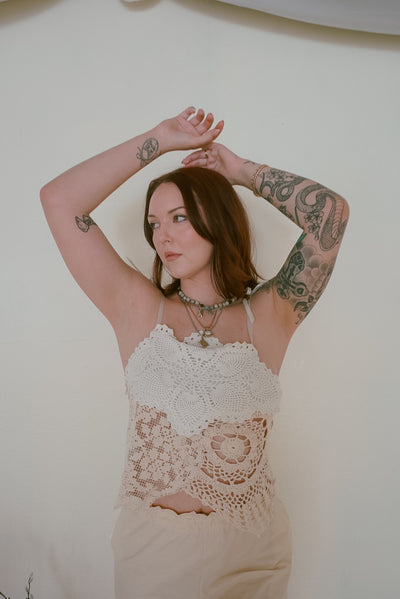 Upcycled Doily Tank Top - Small