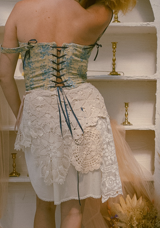 Blue Vintage Toile Reversible Corset