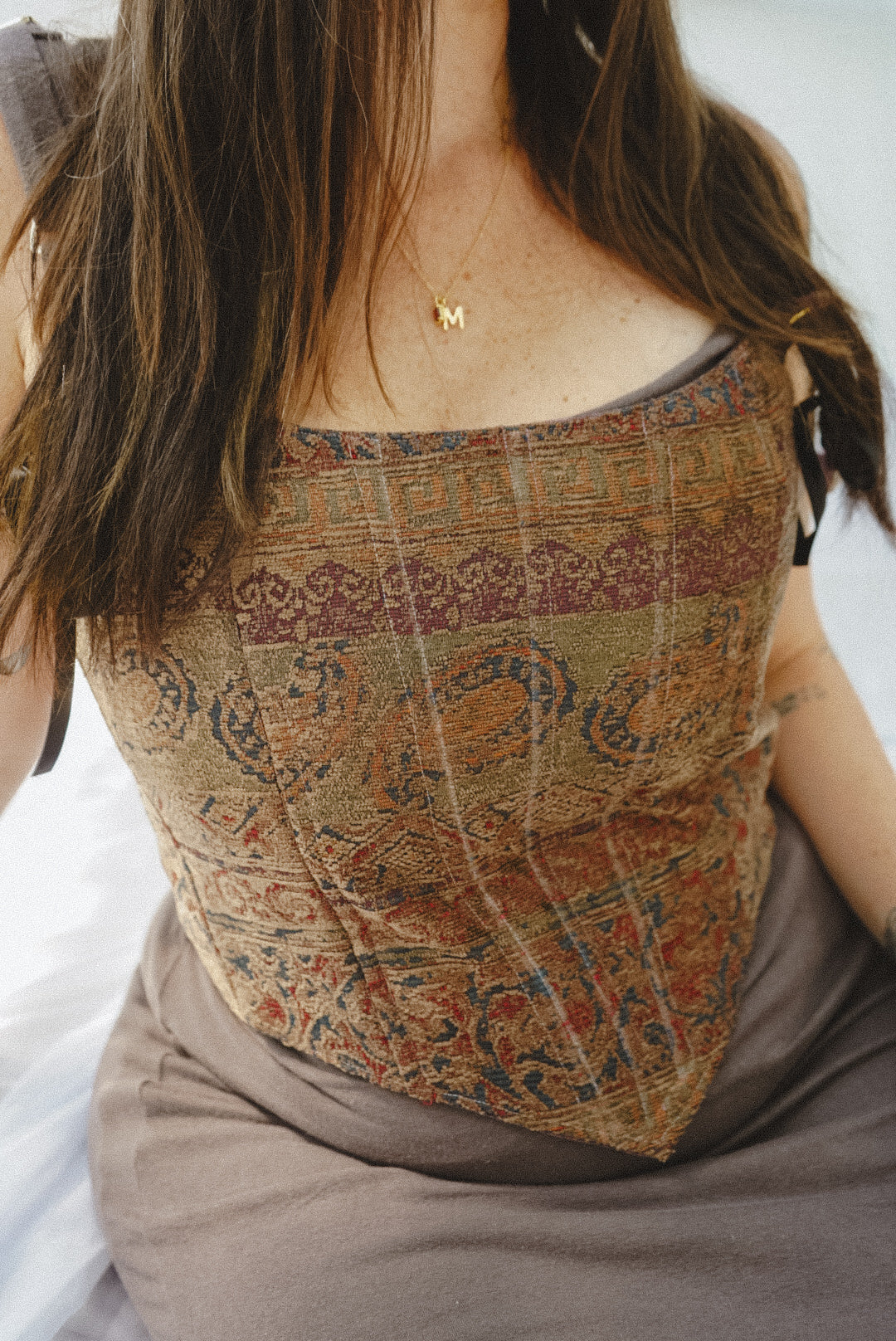 Paisley and Purple Reversible Corset - Large