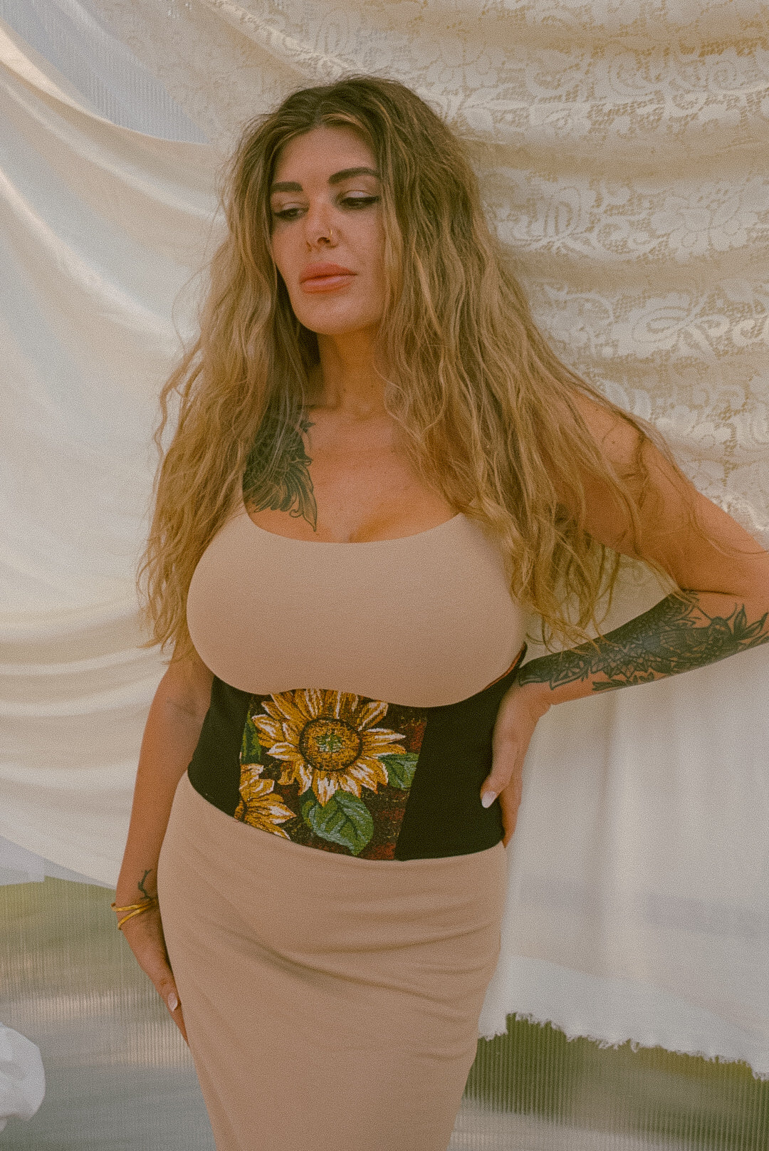 Sunflower Reversible Under Bust Waist Corset - Small