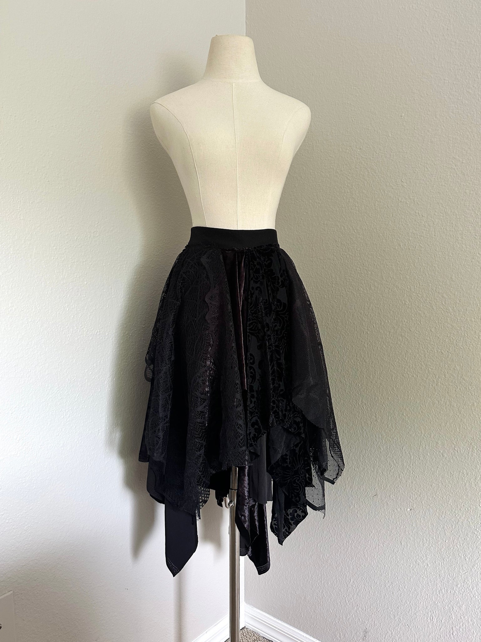 Black Lace Fairy Skirt - Size Extra Large- Ready to Ship