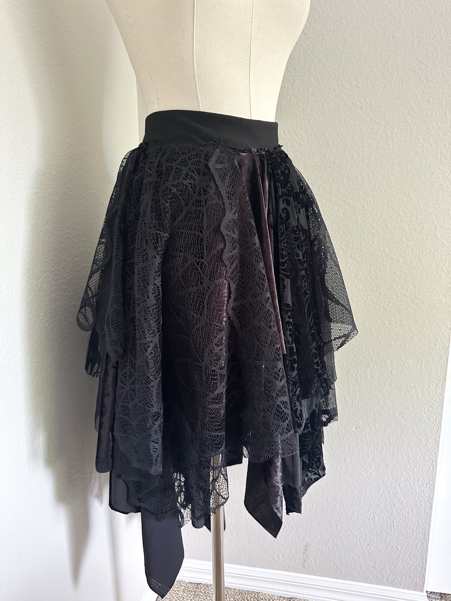 Black Lace Fairy Skirt - Size Extra Large- Ready to Ship