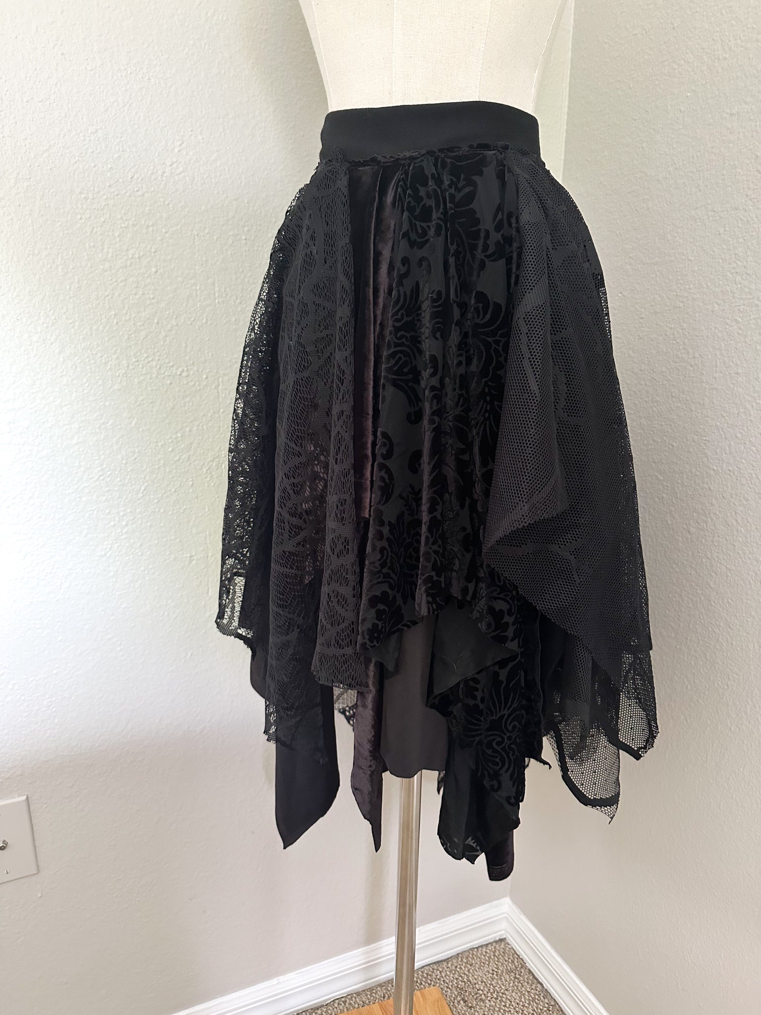 Black Lace Fairy Skirt - Size Extra Large- Ready to Ship