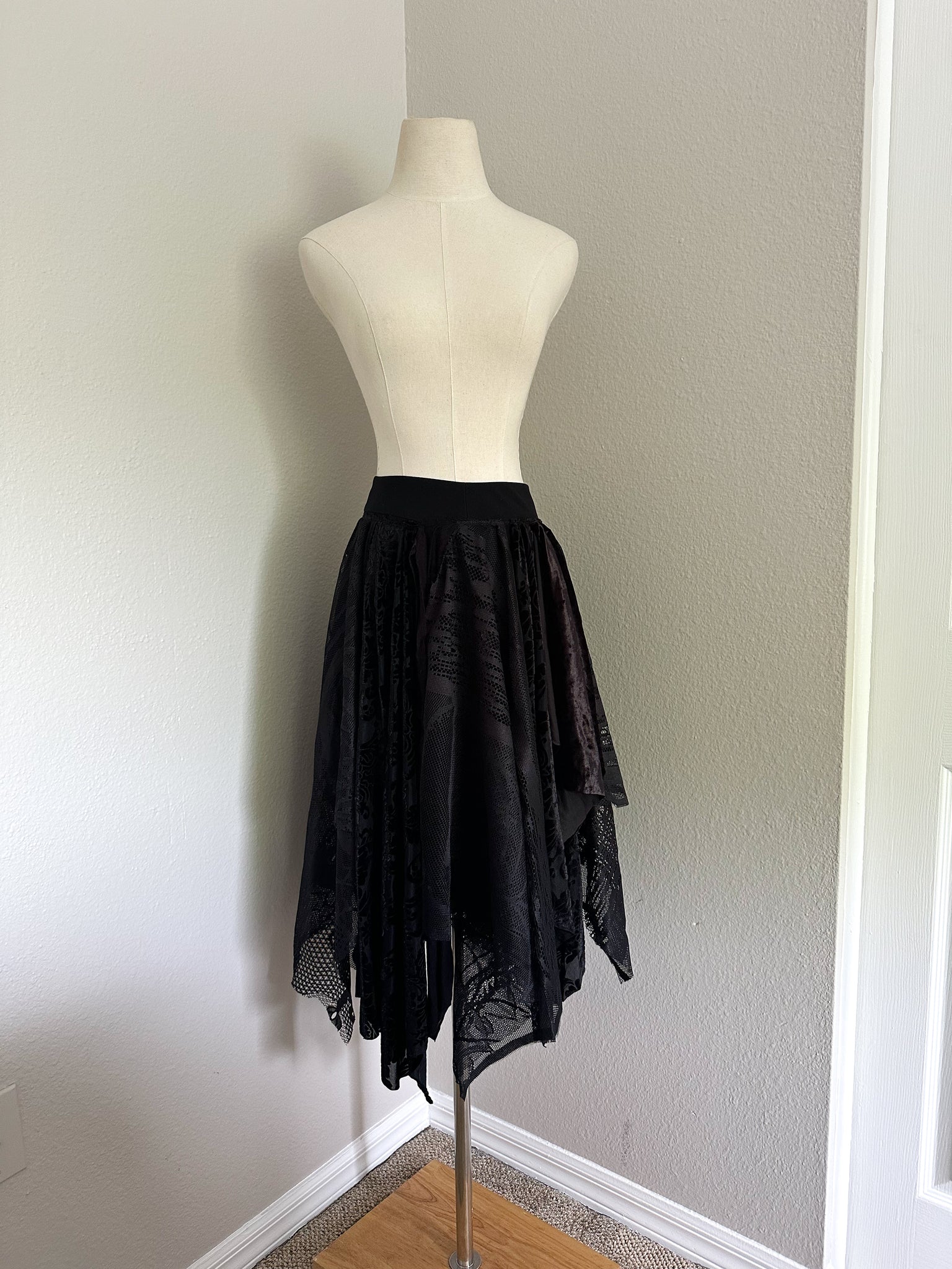 Black Lace Fairy Skirt - Size Large- Ready to Ship