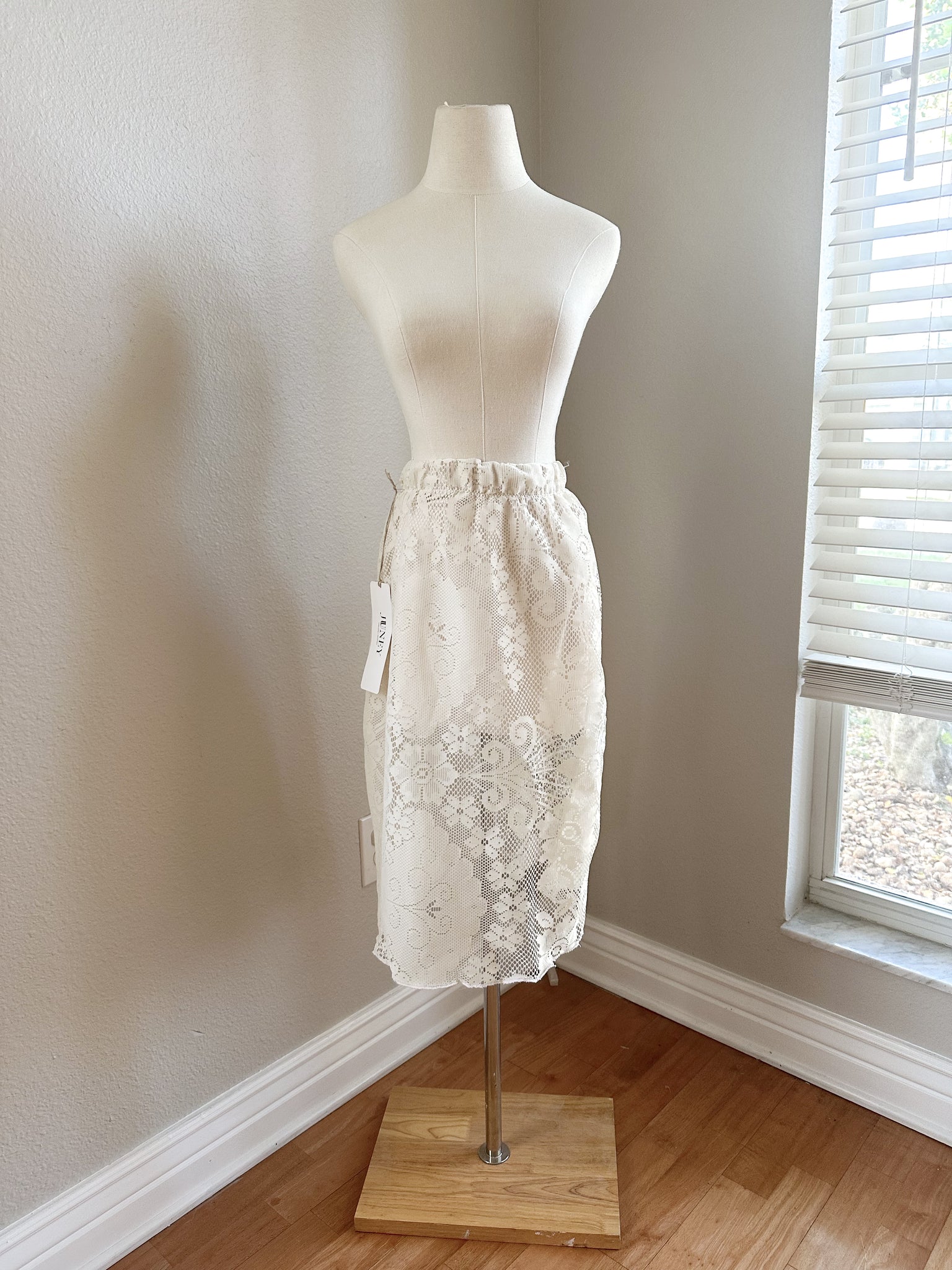 Up Cycled White Lace Skirt -  Extra Small / Small