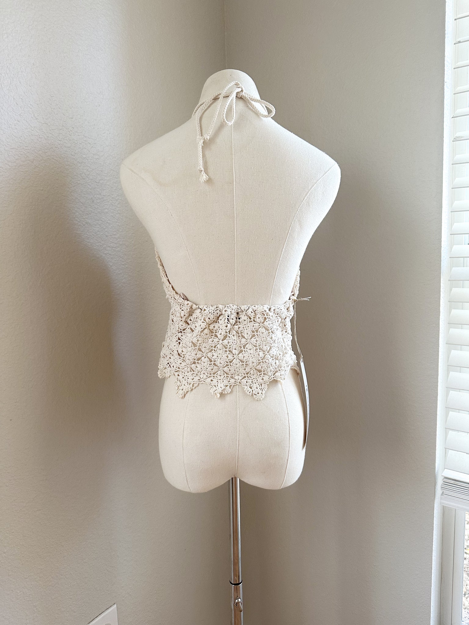 Up Cycled Halter Top - Medium - made from vintage doilies