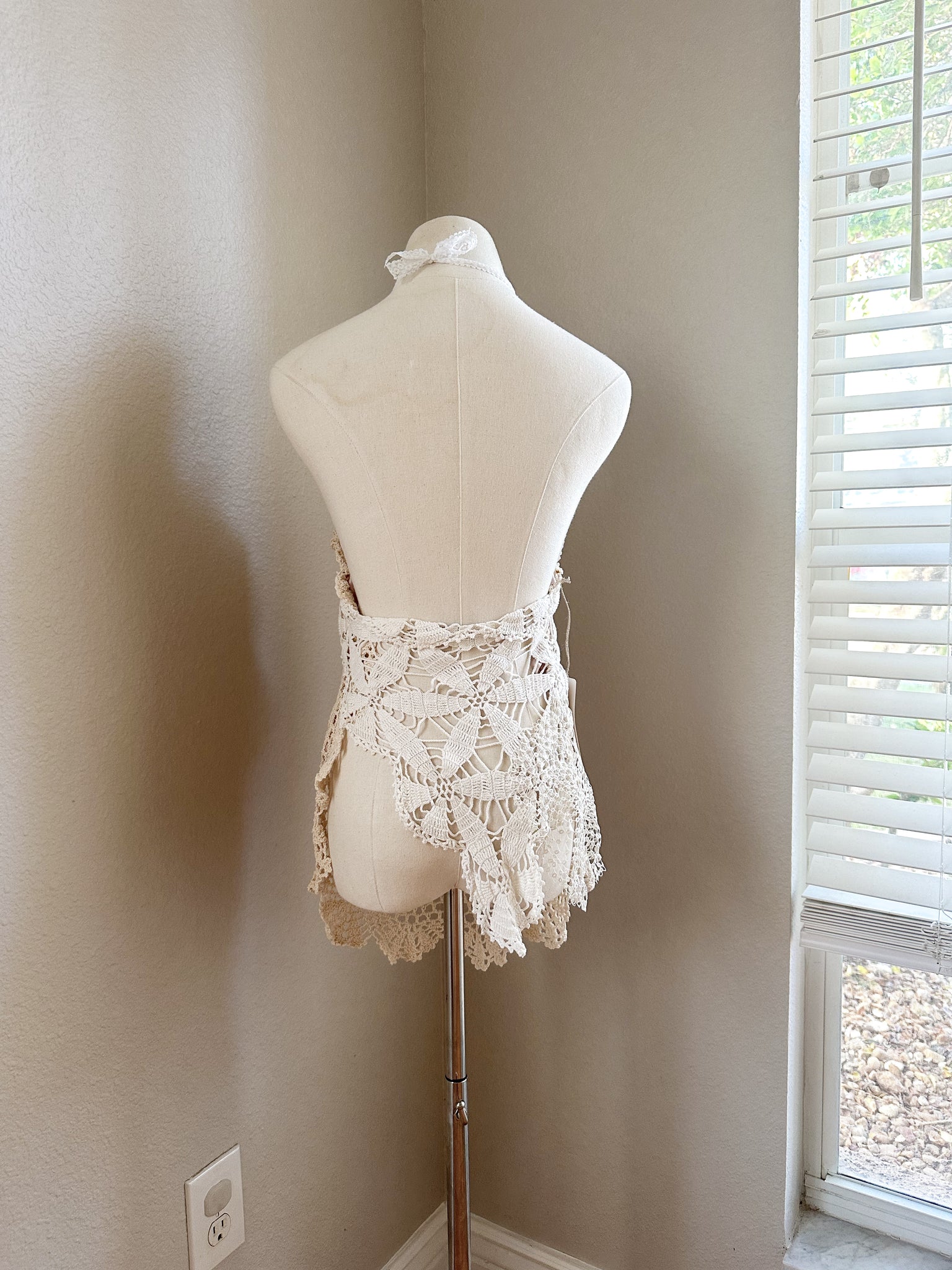 Up Cycled Halter Top - Medium - made from vintage doilies