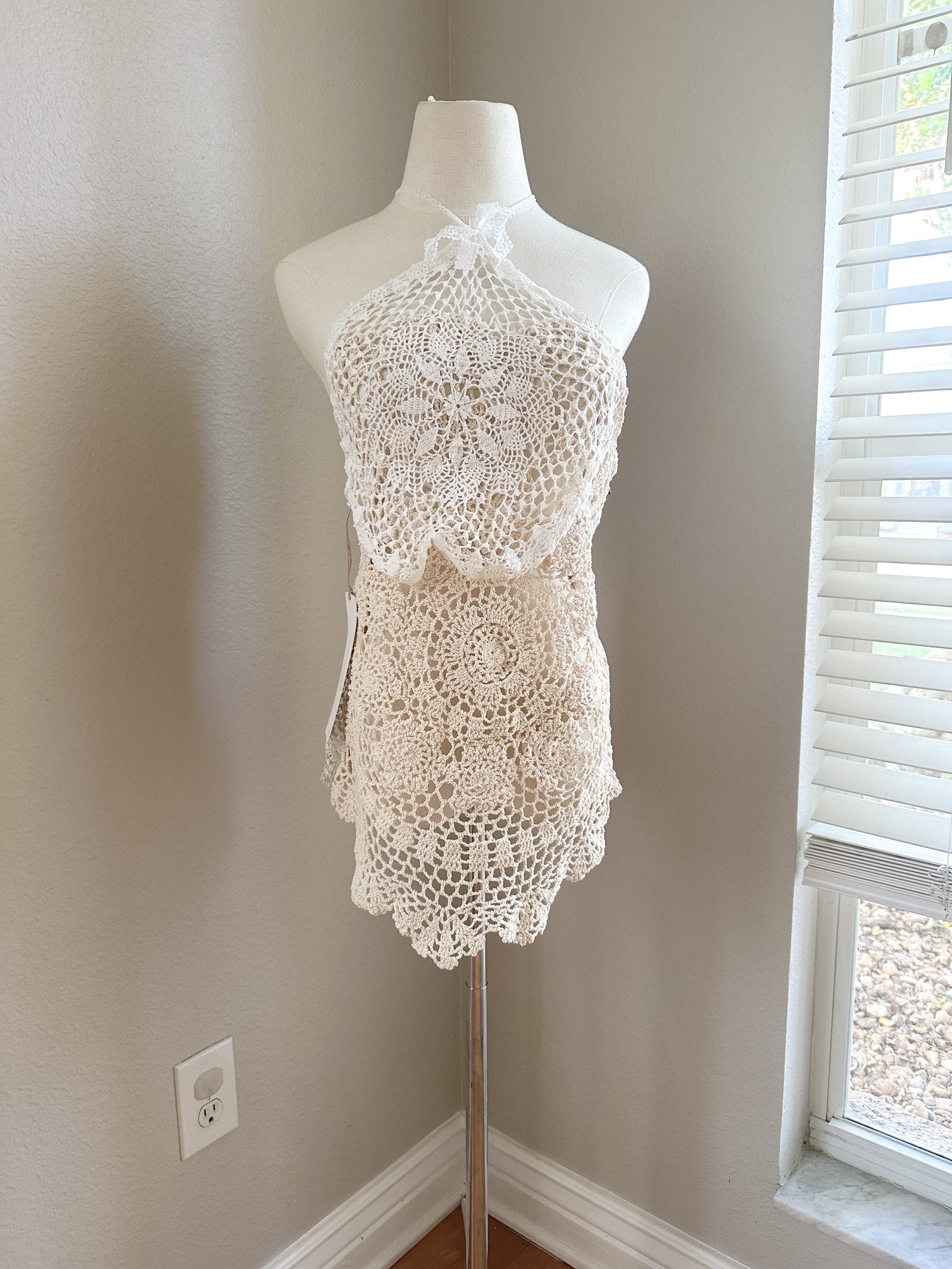 Up Cycled Halter Top - Small/Medium - made from vintage doilies