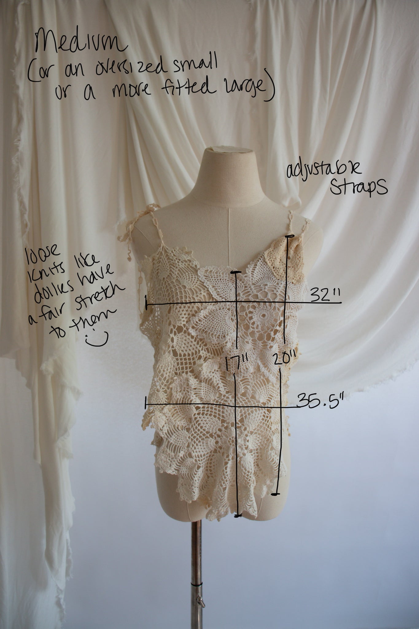 Upcycled Doily Tank Top - Medium