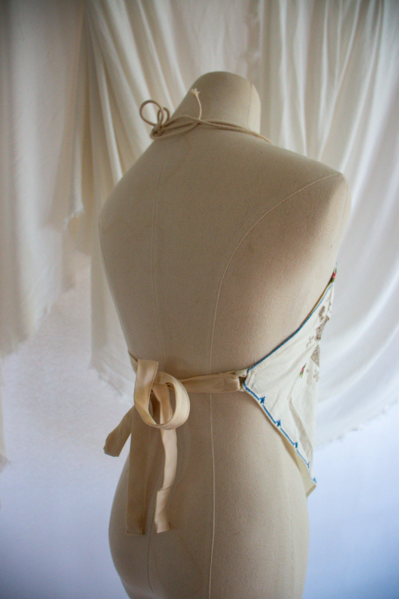 Upcycled Colorful Floral Embroidered Tablecloth Halter Top - Small to Medium