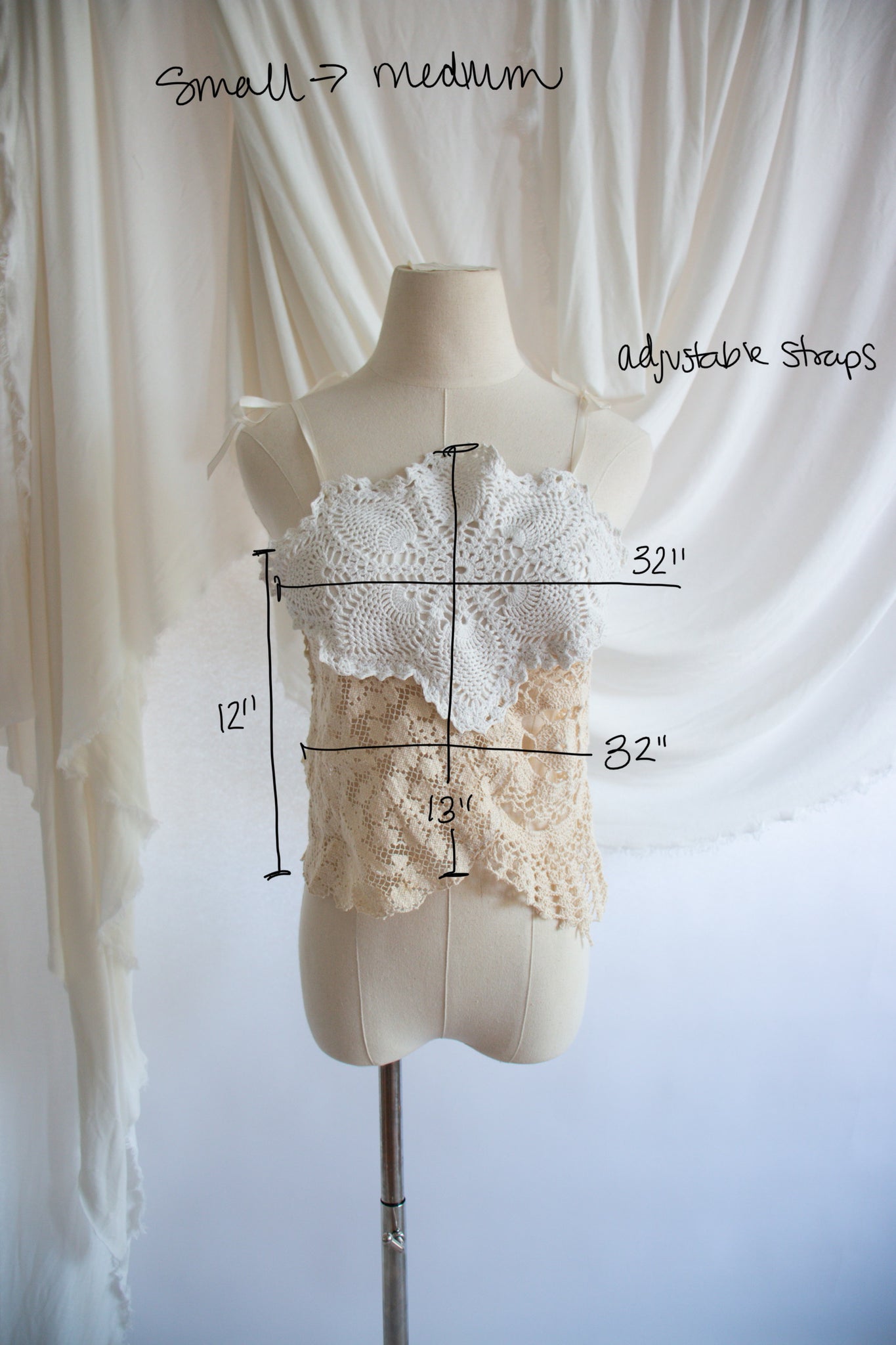 Upcycled Doily Tank Top - Small to Medium