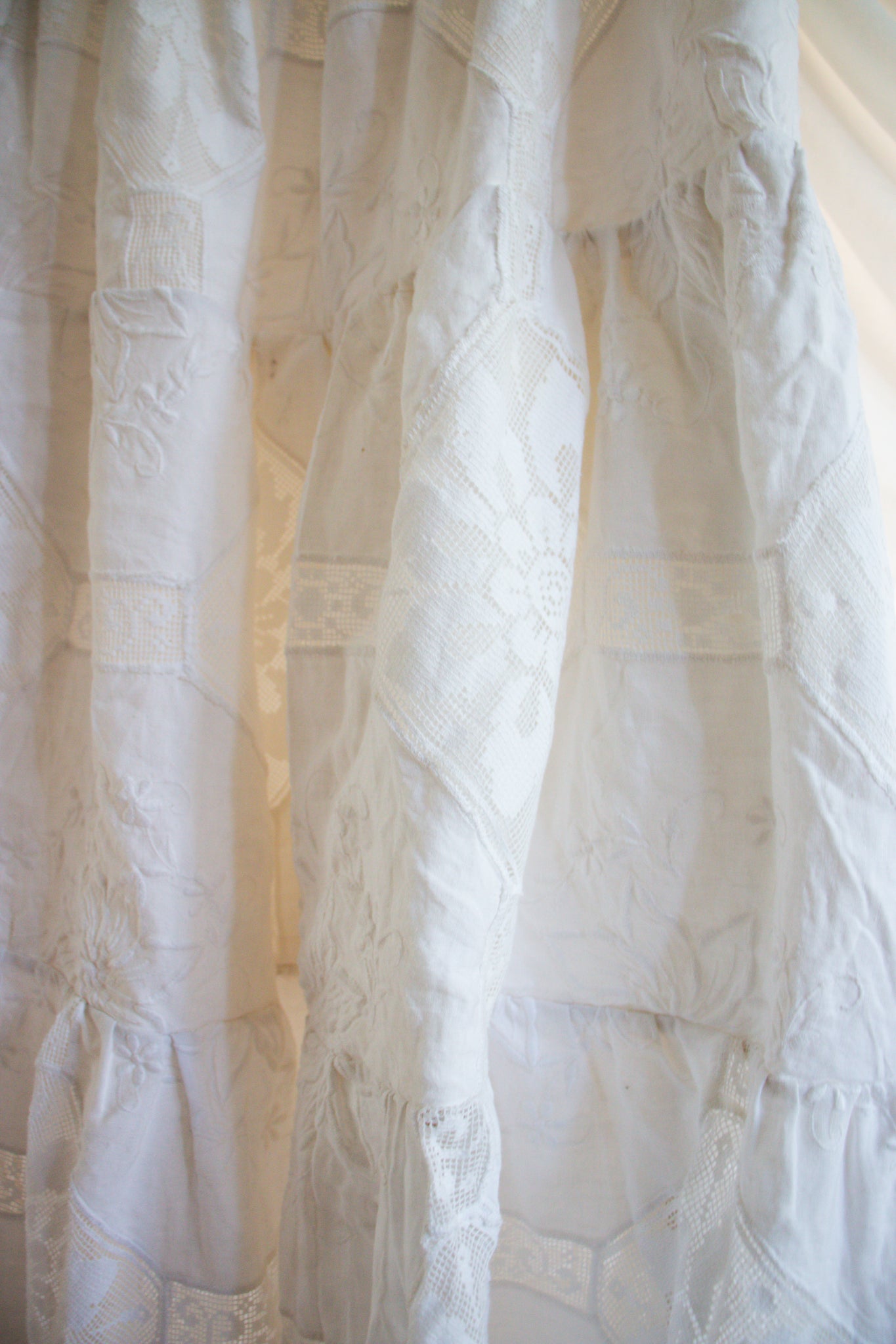 Upcycled White Tablecloth Skirt - Medium to Large