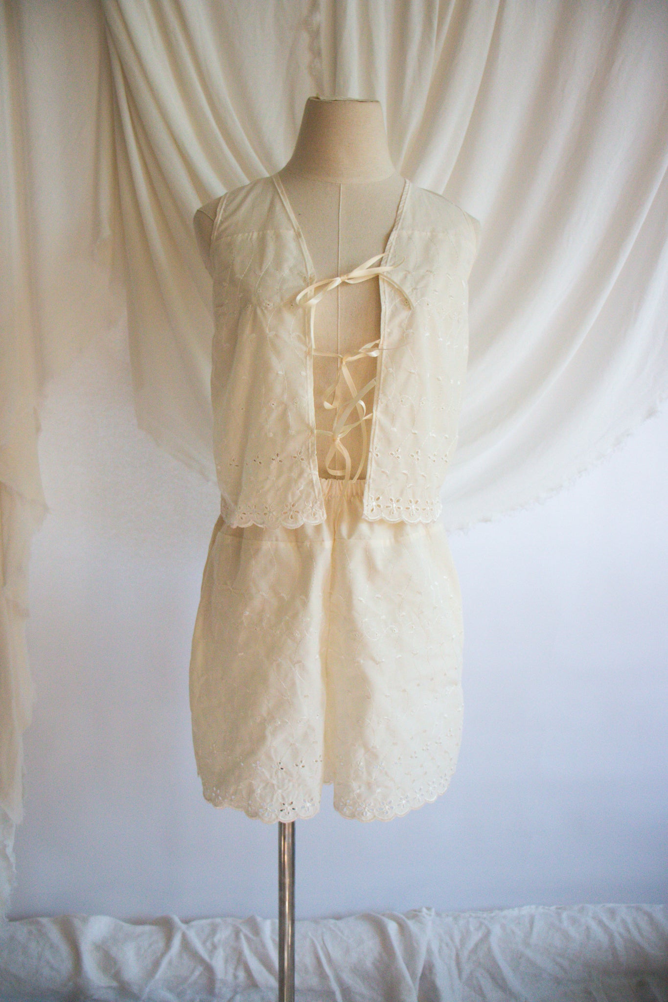 Upcycled Vintage Bedskirt Tank Top - Extra Small