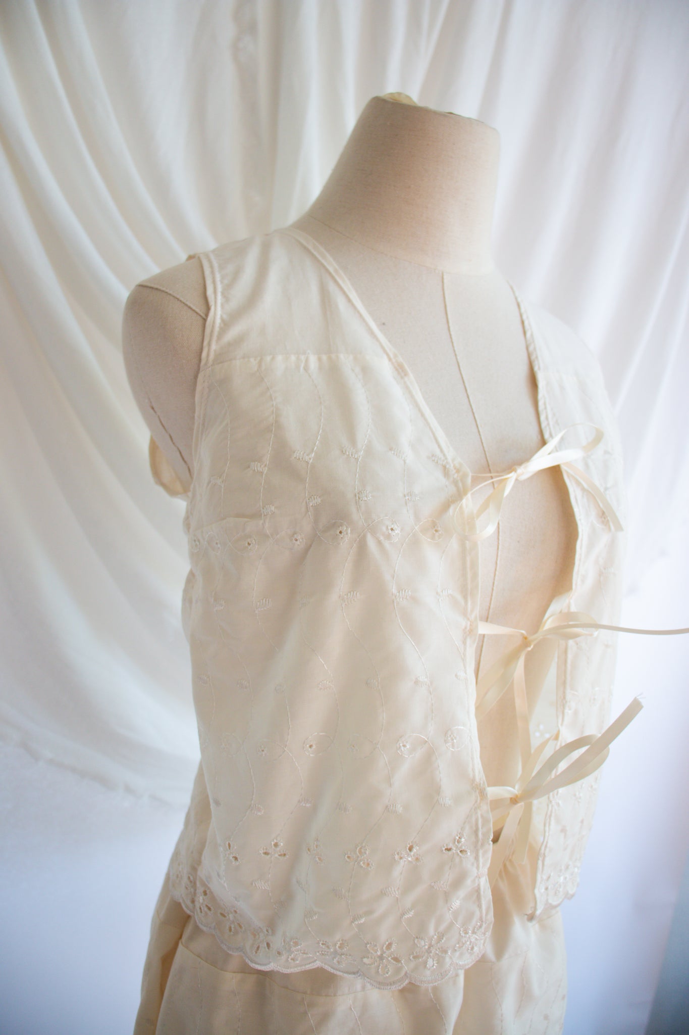 Upcycled Vintage Bedskirt Tank Top - Extra Small