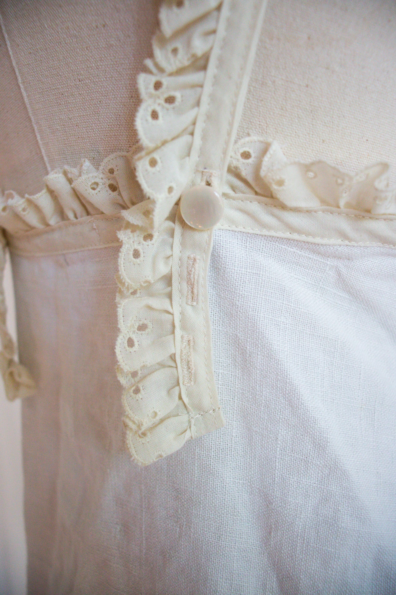 Blue & White Upcycled Vintage Tablecloth Tank Top- Medium