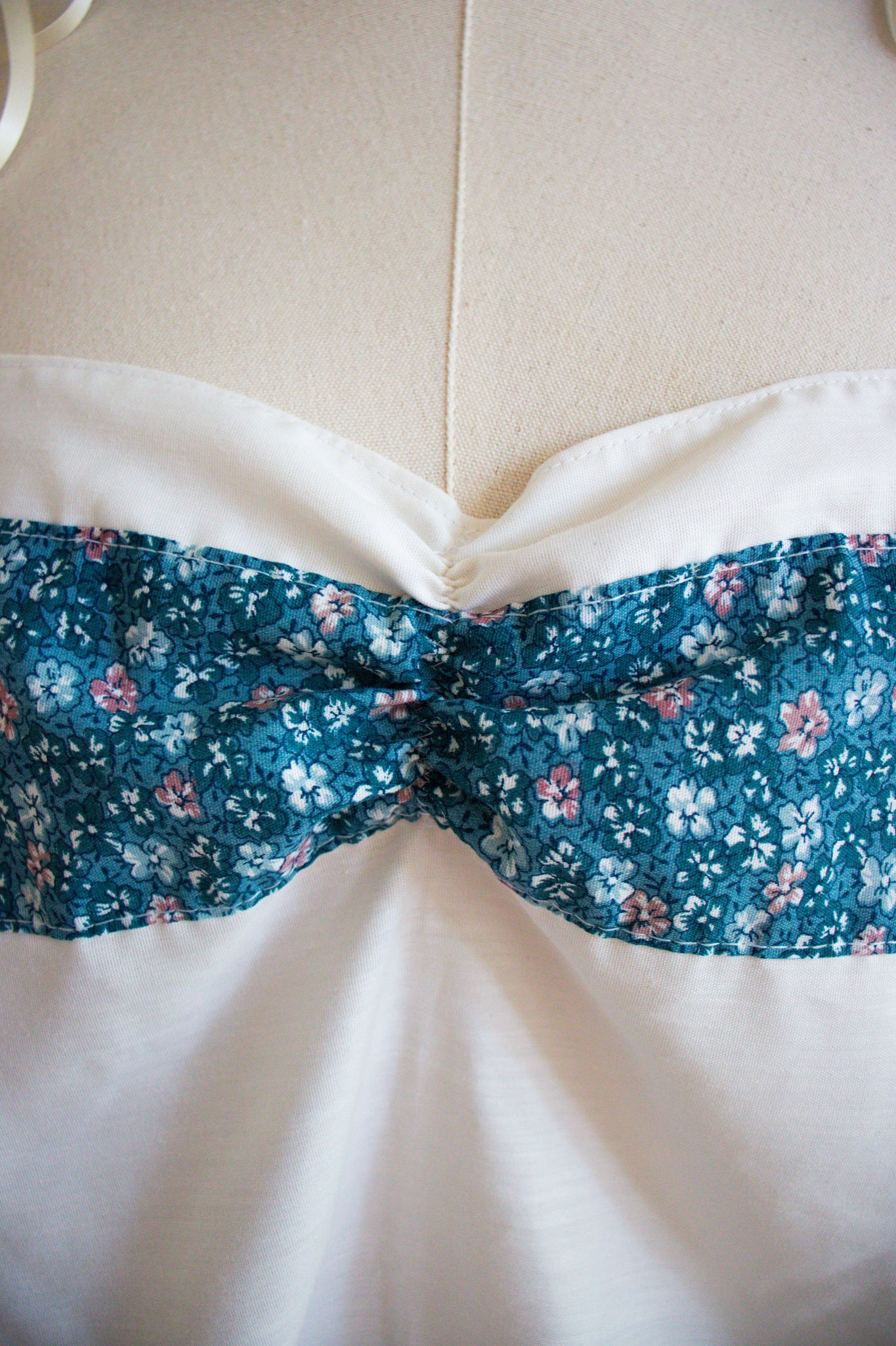 Blue & White Upcycled Vintage Curtain Tank Top- Small to Large