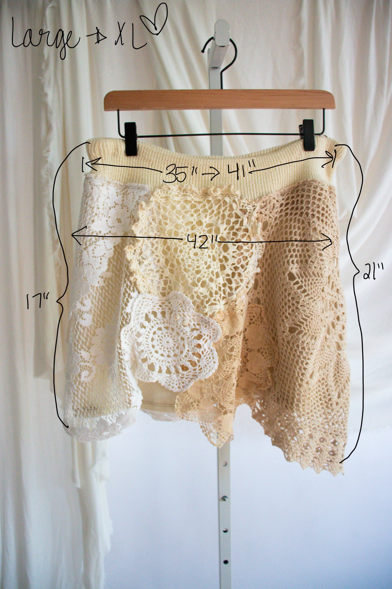 Upcycled Vintage Doily Skirt - Large to Extra Large
