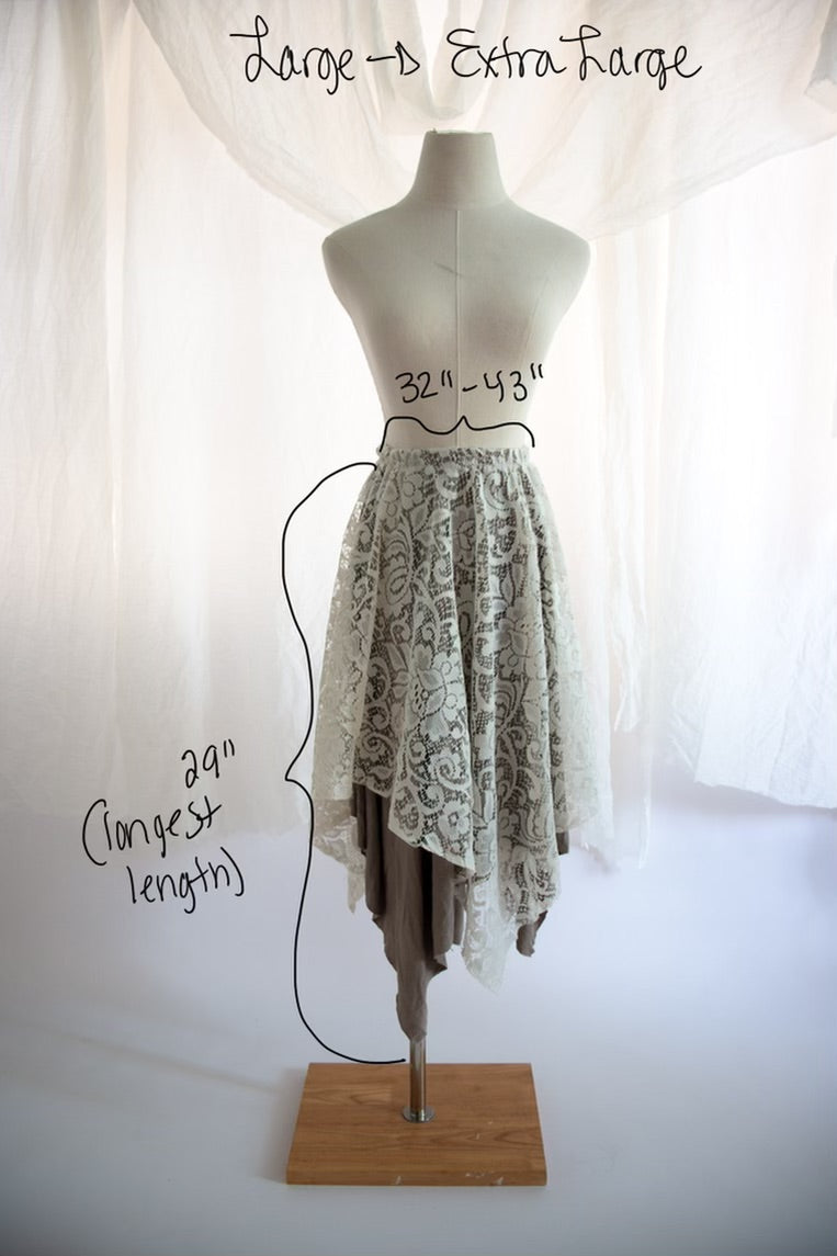 Beige and Tan Fairy Lace Skirt - Large to Extra Large