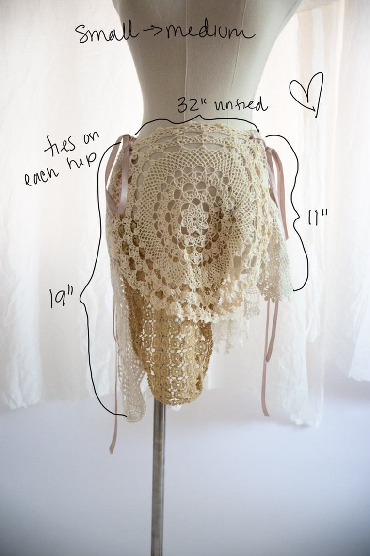 Vintage Doily and Lace Patchwork Skirt - Small/Medium