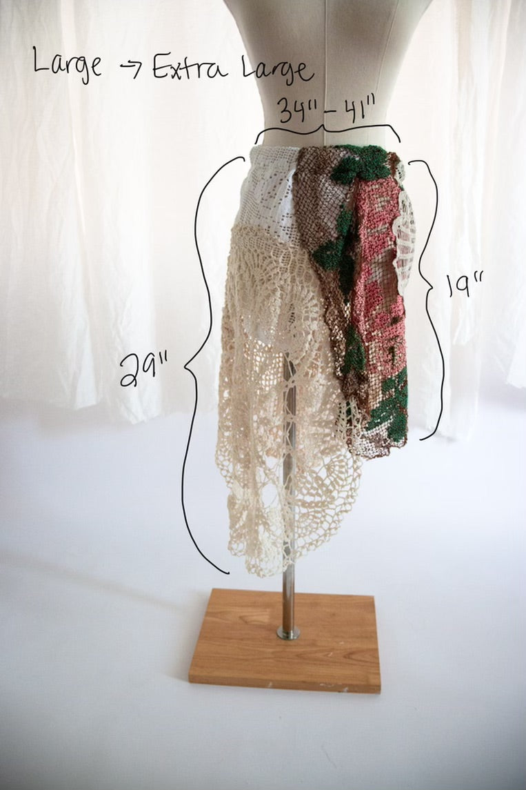 Vintage Doily and Lace Patchwork Skirt - Large to Extra Large