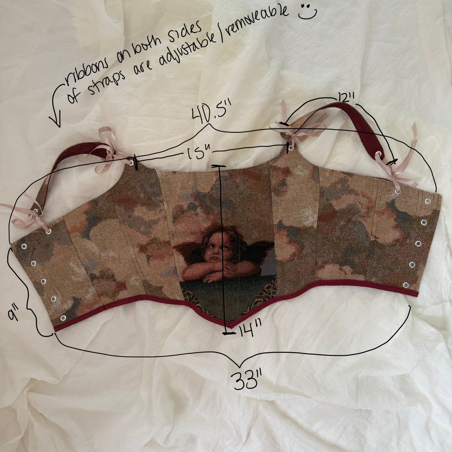 Reversible Cherub & Burgundy Corset - Large