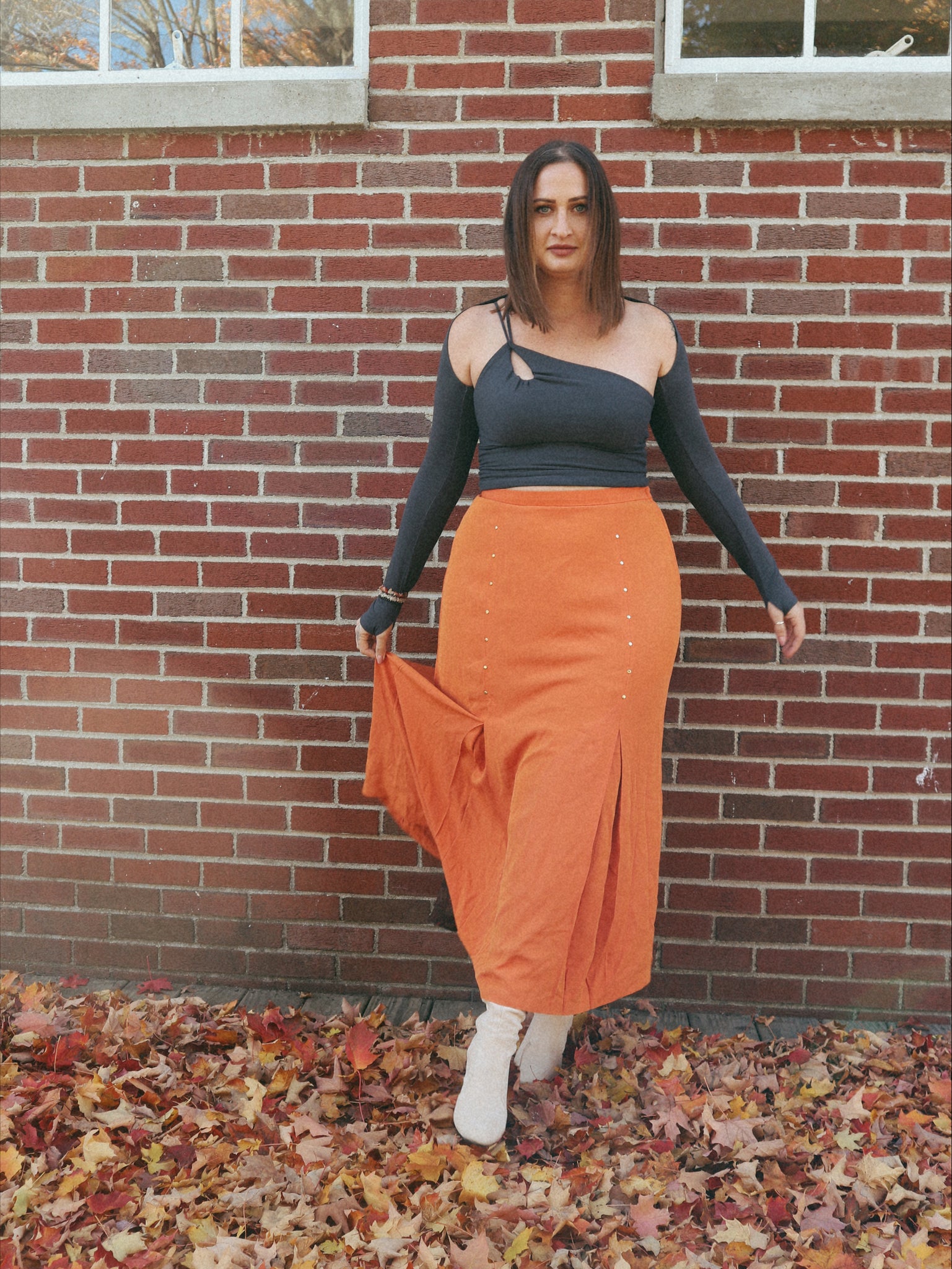 Vintage Orange Skirt- XXL