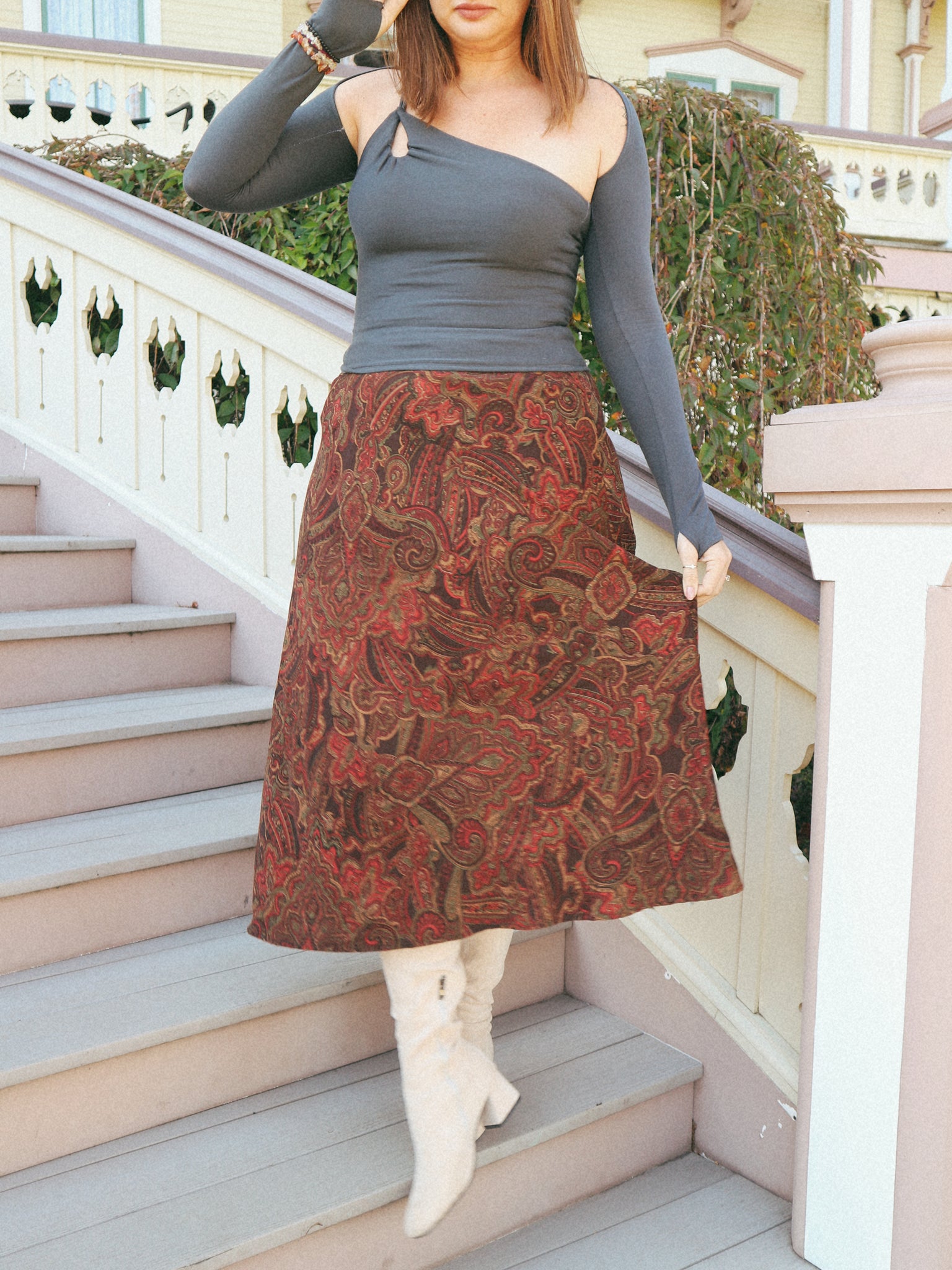 Vintage Paisley Skirt- L-XL