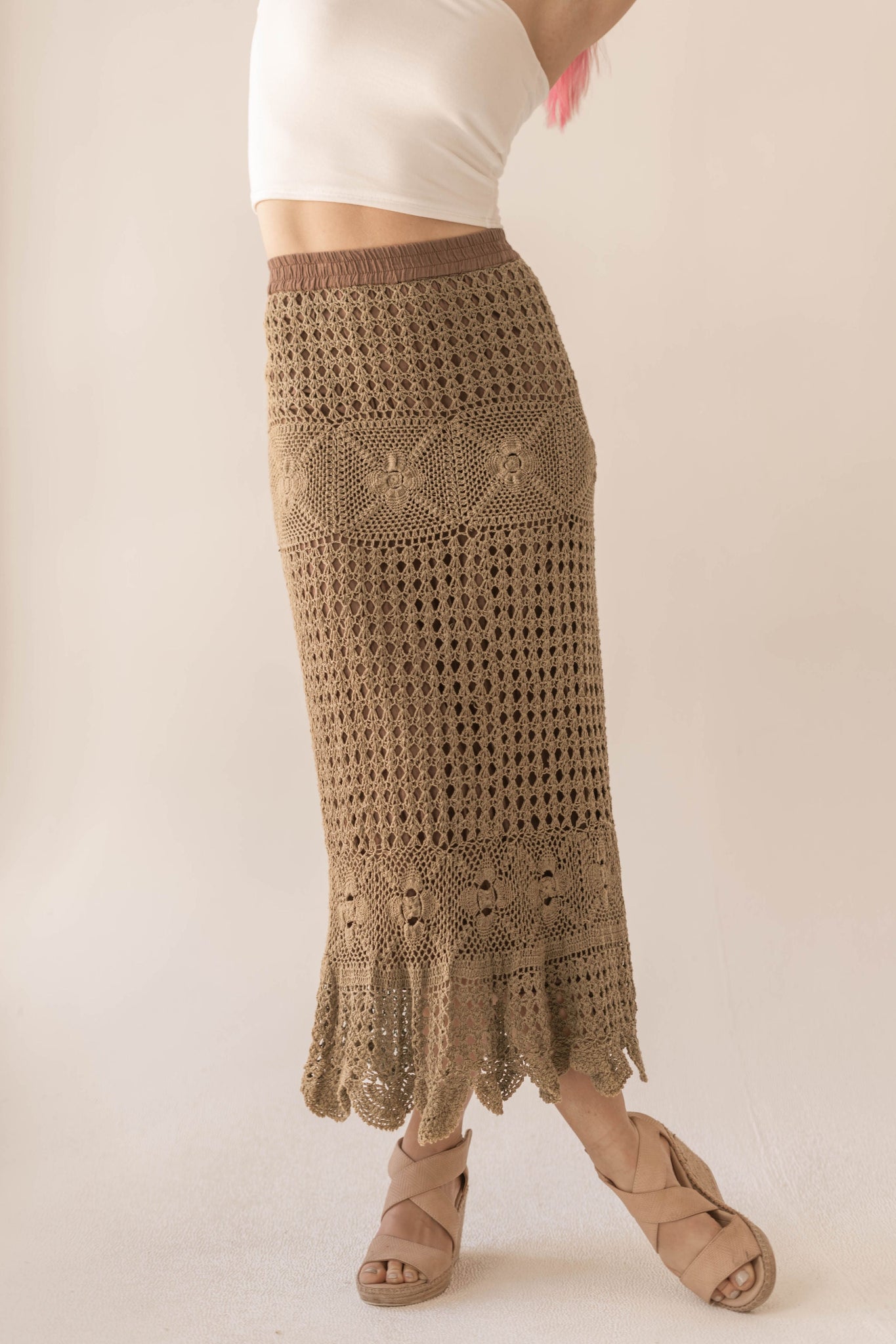Vintage Navy Crochet Maxi Skirt - Size Small