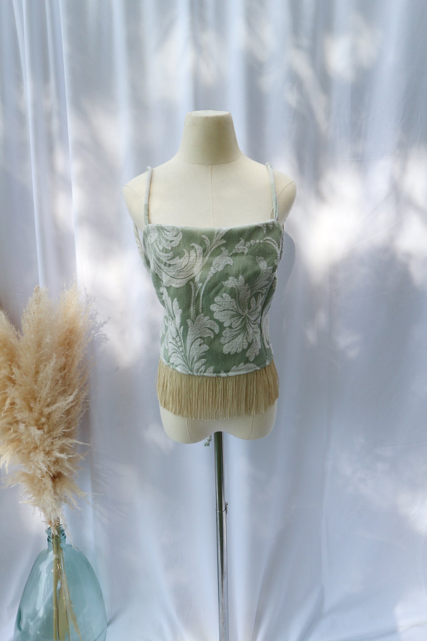 Up Cycled Open Back Crop in Vintage Mint